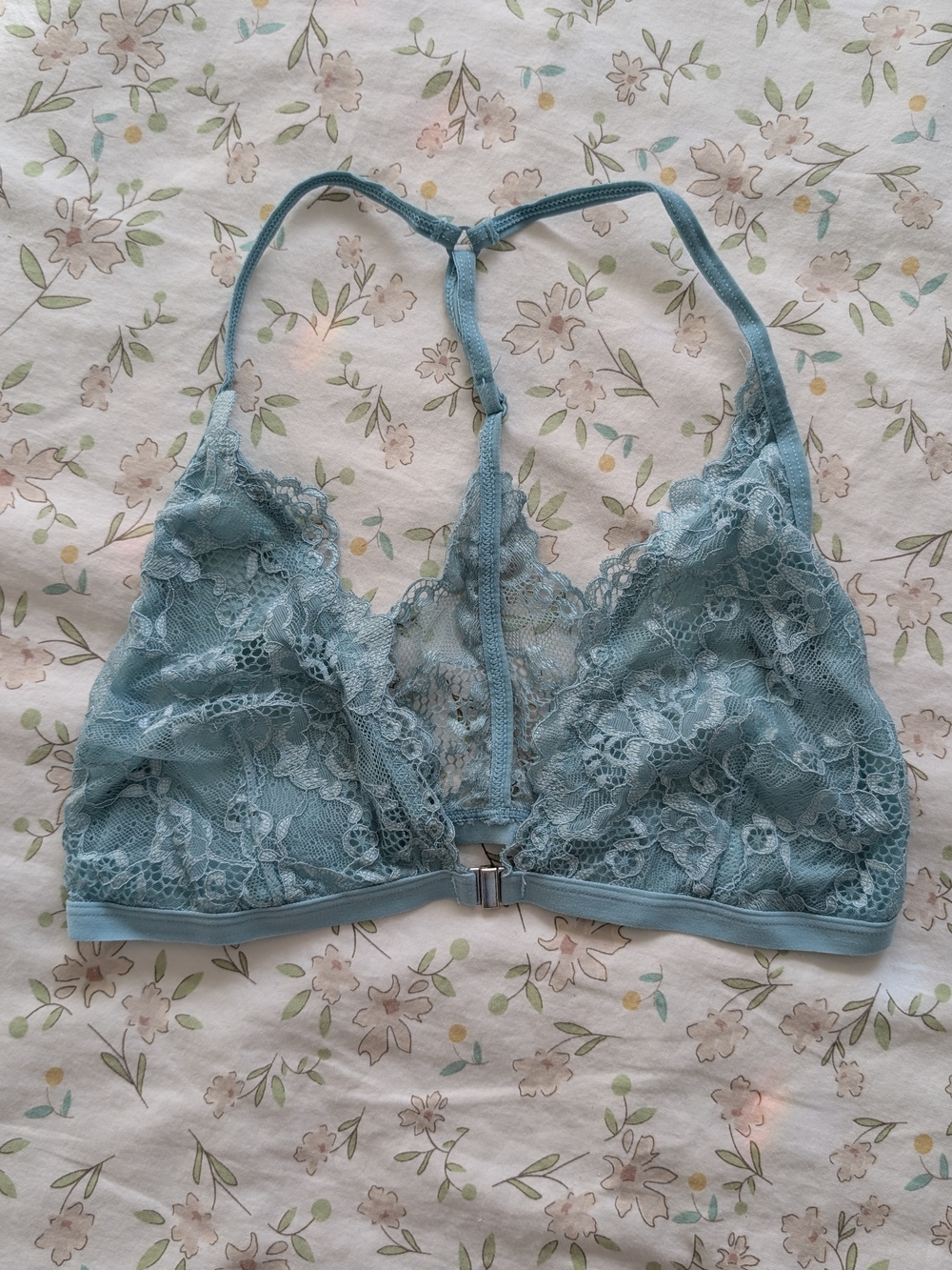 Lace Racerback Bralette in Aqua Blue